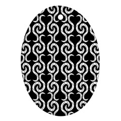 Black And White Pattern Oval Ornament (two Sides)