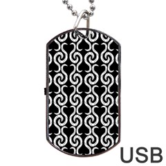 Black And White Pattern Dog Tag Usb Flash (two Sides)  by Valentinaart