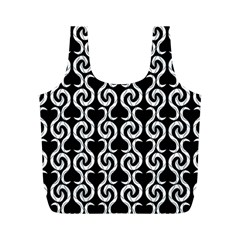 Black And White Pattern Full Print Recycle Bags (m)  by Valentinaart