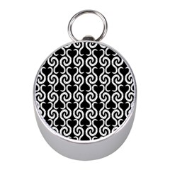 Black And White Pattern Mini Silver Compasses