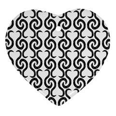 White And Black Elegant Pattern Ornament (heart) 