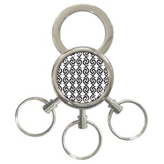 White And Black Elegant Pattern 3-ring Key Chains