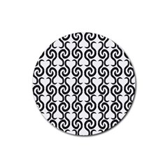 White And Black Elegant Pattern Rubber Coaster (round) 