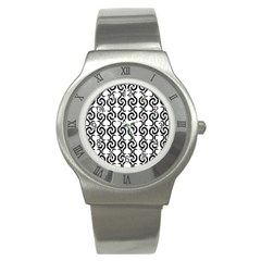 White And Black Elegant Pattern Stainless Steel Watch