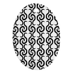 White And Black Elegant Pattern Oval Ornament (two Sides)