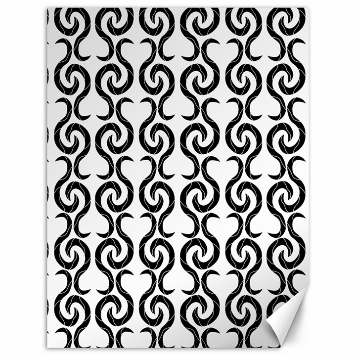 White and black elegant pattern Canvas 12  x 16  