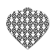 White And Black Elegant Pattern Dog Tag Heart (one Side)