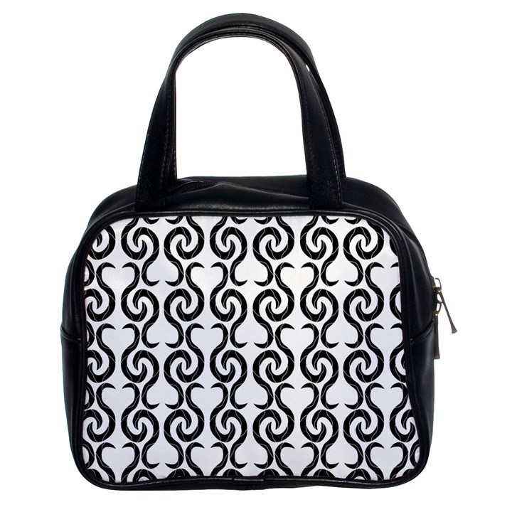 White and black elegant pattern Classic Handbags (2 Sides)