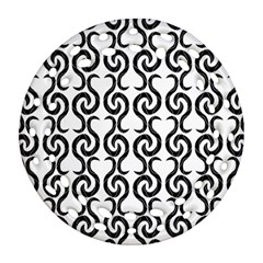 White And Black Elegant Pattern Round Filigree Ornament (2side) by Valentinaart