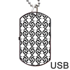 White And Black Elegant Pattern Dog Tag Usb Flash (one Side) by Valentinaart