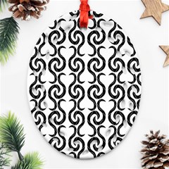 White And Black Elegant Pattern Oval Filigree Ornament (2-side) 