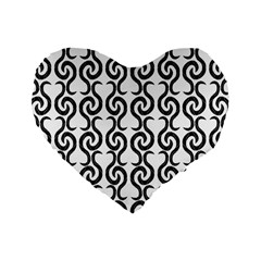 White And Black Elegant Pattern Standard 16  Premium Heart Shape Cushions by Valentinaart