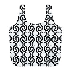 White And Black Elegant Pattern Full Print Recycle Bags (l) 