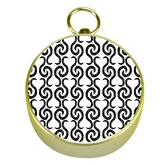 White And Black Elegant Pattern Gold Compasses