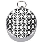 White and black elegant pattern Silver Compasses Front