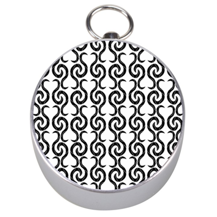 White and black elegant pattern Silver Compasses