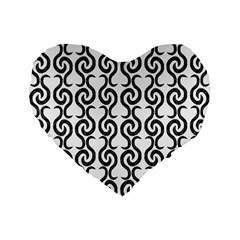 White And Black Elegant Pattern Standard 16  Premium Flano Heart Shape Cushions