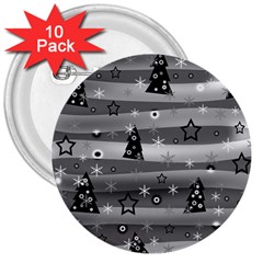 Gray Xmas Magic 3  Buttons (10 Pack)  by Valentinaart