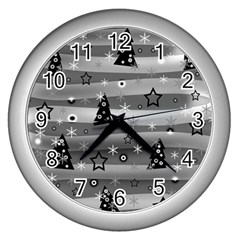 Gray Xmas Magic Wall Clocks (silver)  by Valentinaart