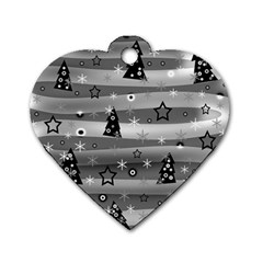 Gray Xmas Magic Dog Tag Heart (two Sides)