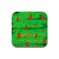 Green Xmas Magic Rubber Square Coaster (4 Pack)  by Valentinaart