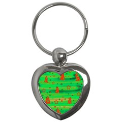 Green Xmas Magic Key Chains (heart)  by Valentinaart