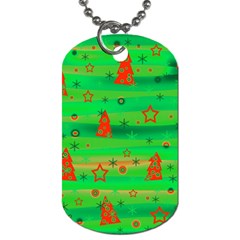 Green Xmas Magic Dog Tag (one Side) by Valentinaart