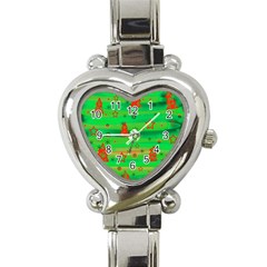 Green Xmas Magic Heart Italian Charm Watch by Valentinaart