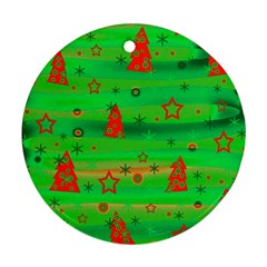 Green Xmas Magic Round Ornament (two Sides) 