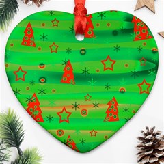 Green Xmas Magic Heart Ornament (2 Sides)