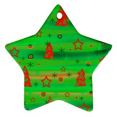 Green Xmas Magic Star Ornament (two Sides) 