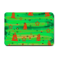 Green Xmas Magic Small Doormat  by Valentinaart