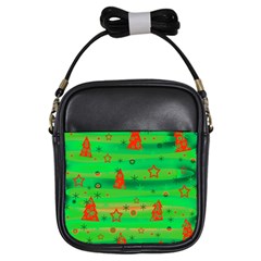 Green Xmas Magic Girls Sling Bags by Valentinaart