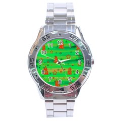 Green Xmas Magic Stainless Steel Analogue Watch by Valentinaart