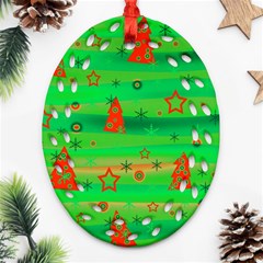 Green Xmas Magic Oval Filigree Ornament (2-side)  by Valentinaart