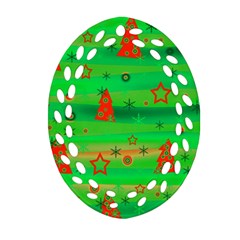 Xmas Magical Design Oval Filigree Ornament (2-side) 