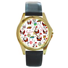 Xmas Song Round Gold Metal Watch by Valentinaart