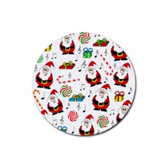 Xmas Song Rubber Round Coaster (4 Pack)  by Valentinaart