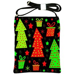 Merry Xmas Shoulder Sling Bags by Valentinaart