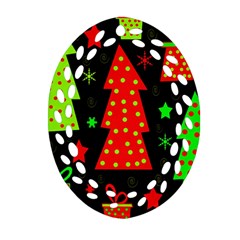 Merry Xmas Ornament (oval Filigree) 