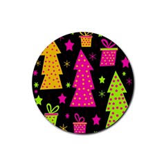 Colorful Xmas Rubber Round Coaster (4 Pack)  by Valentinaart