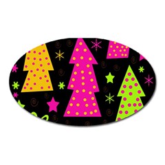 Colorful Xmas Oval Magnet by Valentinaart