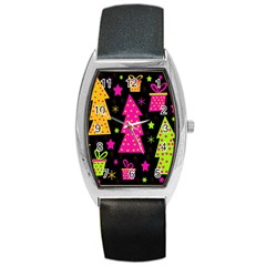 Colorful Xmas Barrel Style Metal Watch by Valentinaart