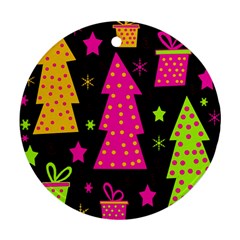 Colorful Xmas Round Ornament (two Sides) 