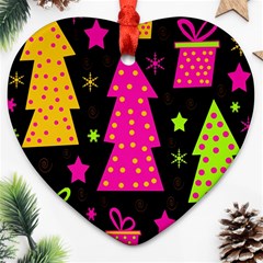 Colorful Xmas Heart Ornament (2 Sides)