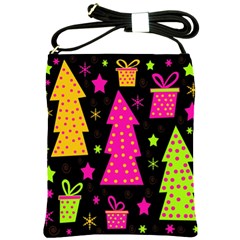 Colorful Xmas Shoulder Sling Bags by Valentinaart