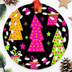 Colorful Xmas Round Filigree Ornament (2side)