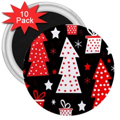 Red playful Xmas 3  Magnets (10 pack) 