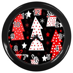 Red playful Xmas Wall Clocks (Black)