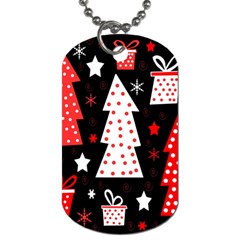 Red playful Xmas Dog Tag (One Side)